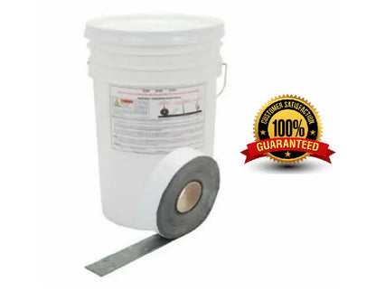 White bucket with a roll of gray tape 